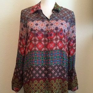Johnny Was Floral/paisley Print Blouse Shirt top
